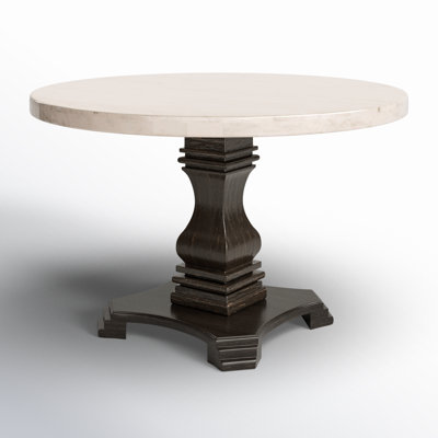 Julian Round Marble Top Solid Wood Base Dining Table