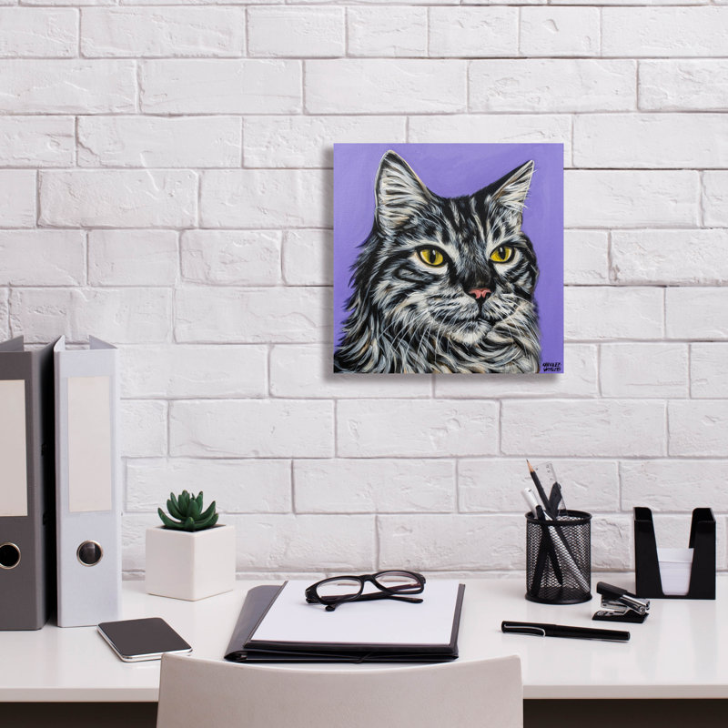 Art mural sur toile Tough Cat par Carolee Vitaletti, H 12 po x l 12 po x P 0,75 po