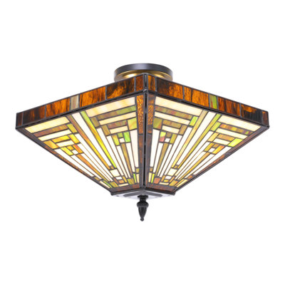Retro Ceiling Light Fixture Stained Glass Ceiling Lamp Indoor E26 Ceiling Mount Light for Bedroom Dining Room Cafe Bar Study Room