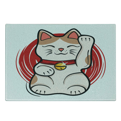 East Urban Home Glass Japanese Cat Cutting Board