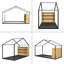 Structure de lit simple en métal avec tablettes et lumières-819454525-819454527