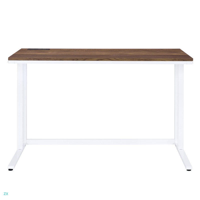 Writing Desk With USB Port, White/Walnut