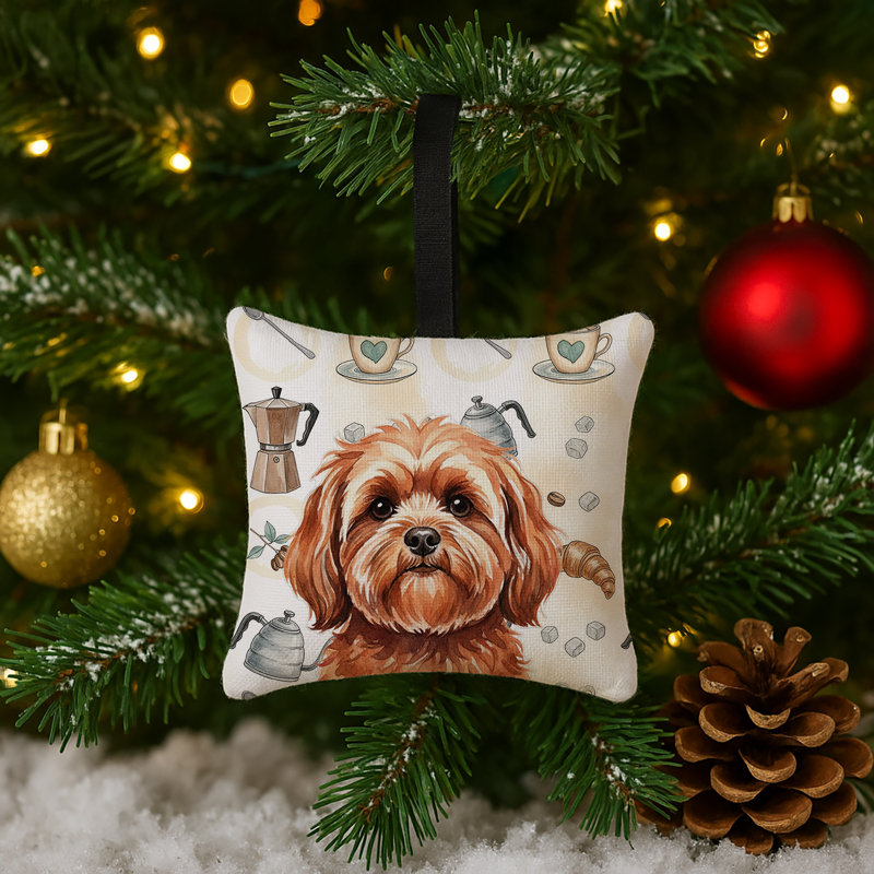 Ornement suspendu en tissu rouge Lhasa Apso, Lhasa Apso - rouge