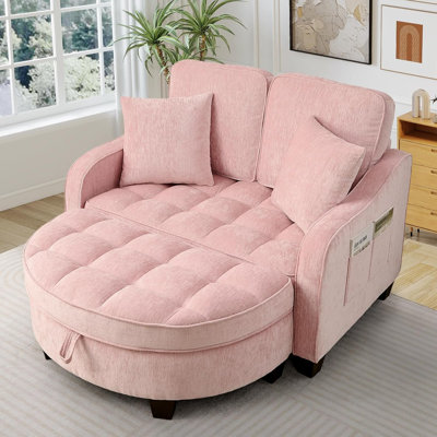 Canapé à deux places, méridienne avec accoudoirs et dossiers irréguliers, repose-pieds avec espace de rangement, convient au salon et à la chambre à coucher