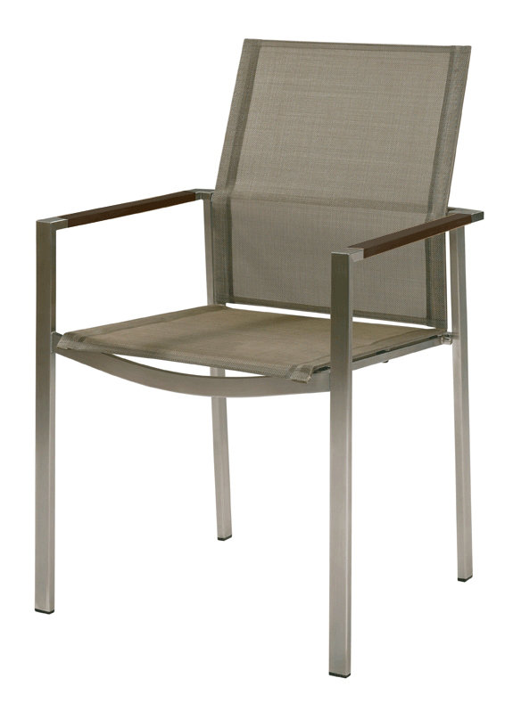 Mercury Outdoor Dining Armchair, Graphite Finish/Platinum Sling