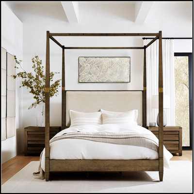 Lit à baldaquin en bois massif au design élégant et durable pour une chambre luxueuse