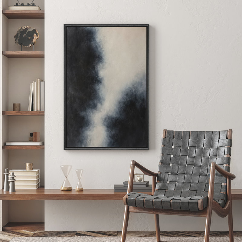 Reproduction d'art abstrait sur toile encadrée pour décoration intérieure moderne, H 24 po x l 16 po, Noir