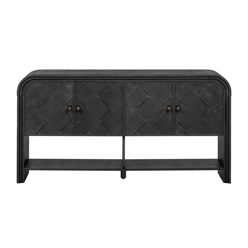 Versatile Console Table With Woven Wood Slats And Solid Wood Veneer,Suitable For Entryway, Hallway, Living Room,Foyer,Corridor