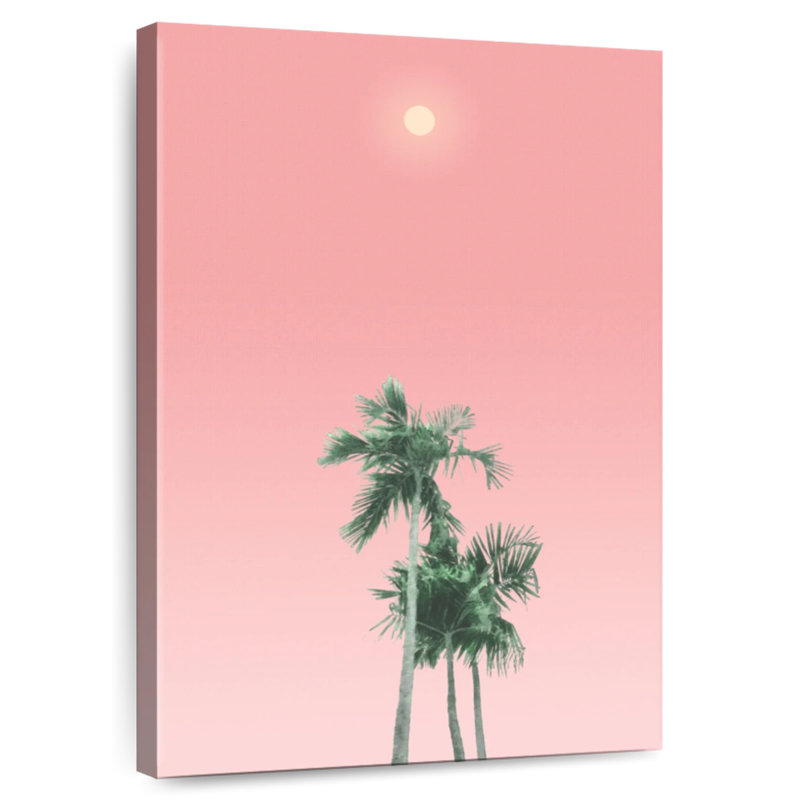 Harnek, palmiers, soleil et ciel, H 48 po x l 32 po