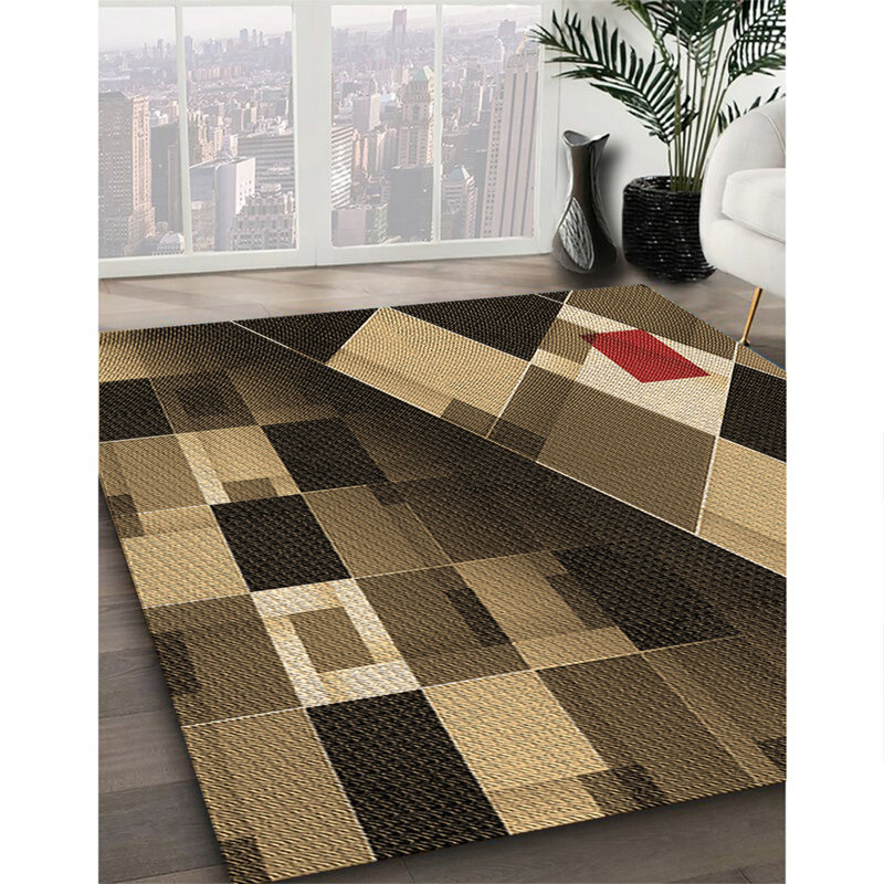 Tapis brun tissé à la machine, Rond 8 pi