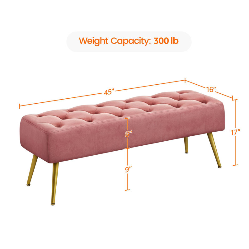 Italee Modern Upholstered Bedroom Bench, Pink