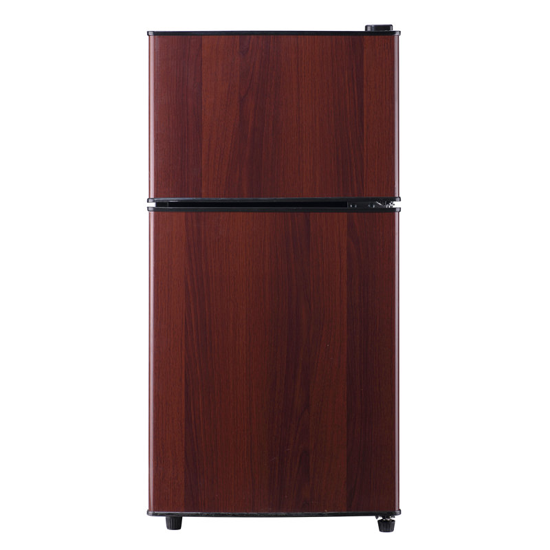 3.5 Cu.ft Mini Fridge Double Door Small Refrigerator With Freezer, 7 Level Adjustable Thermostat Removable Shelves