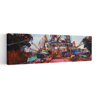 «Vibrant Port View», art industriel abstrait, art mural