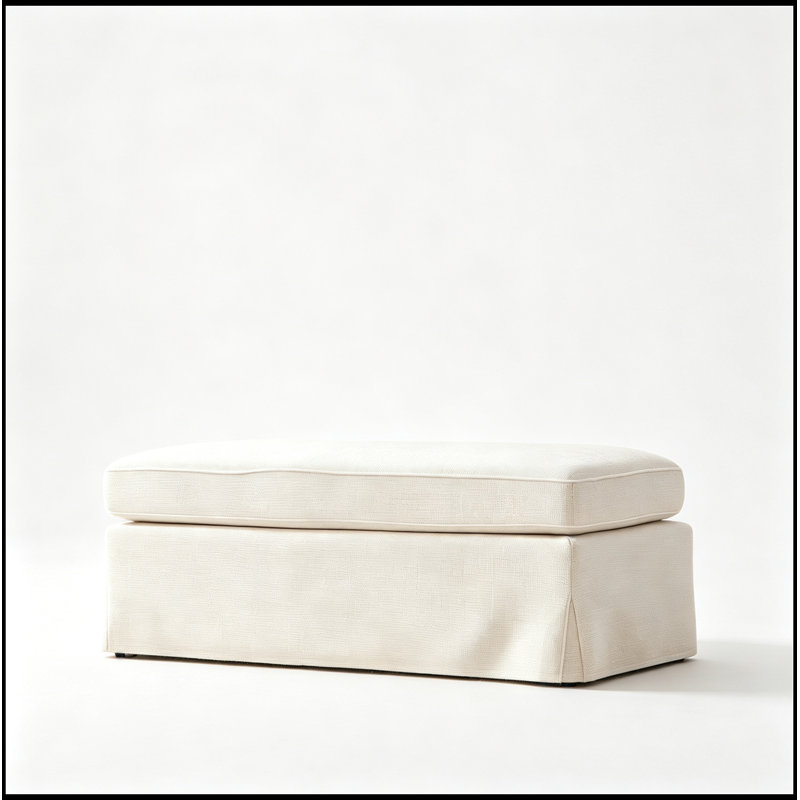 Banc rembourré en chenille avec rangement rabattable, Beige