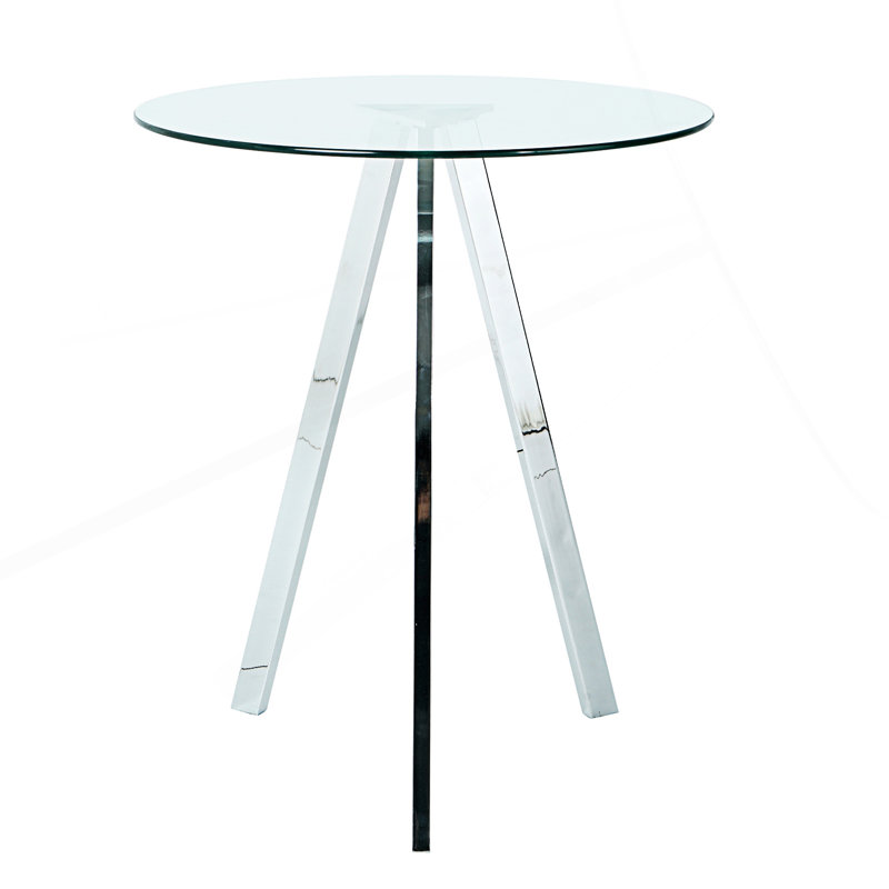 Table de salle à manger moderne en verre, table de bar ronde en verre trempé