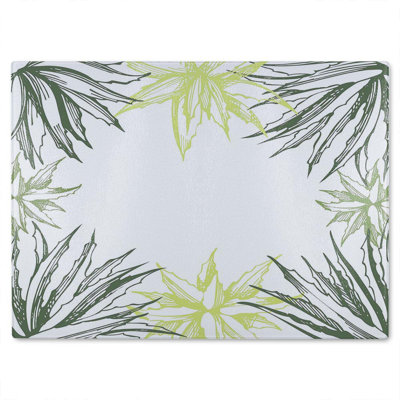 Leaf Border Glass Chopping Board