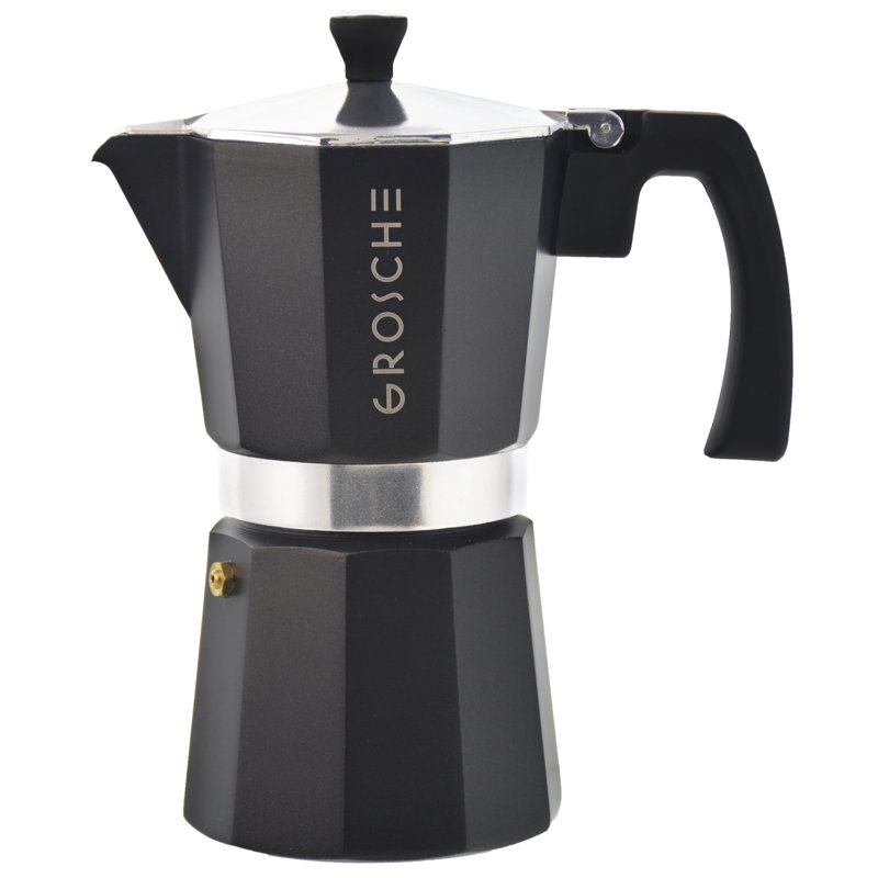 Grosche Milano Stovetop Espresso Maker, Black, 9 Shots