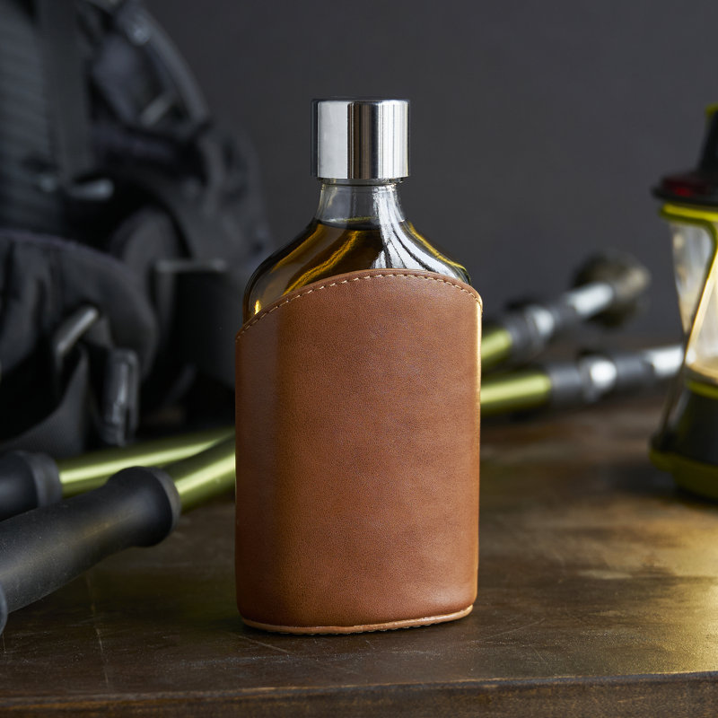 Admiral Parker Leather-Wrapped 7 oz Glass Flask