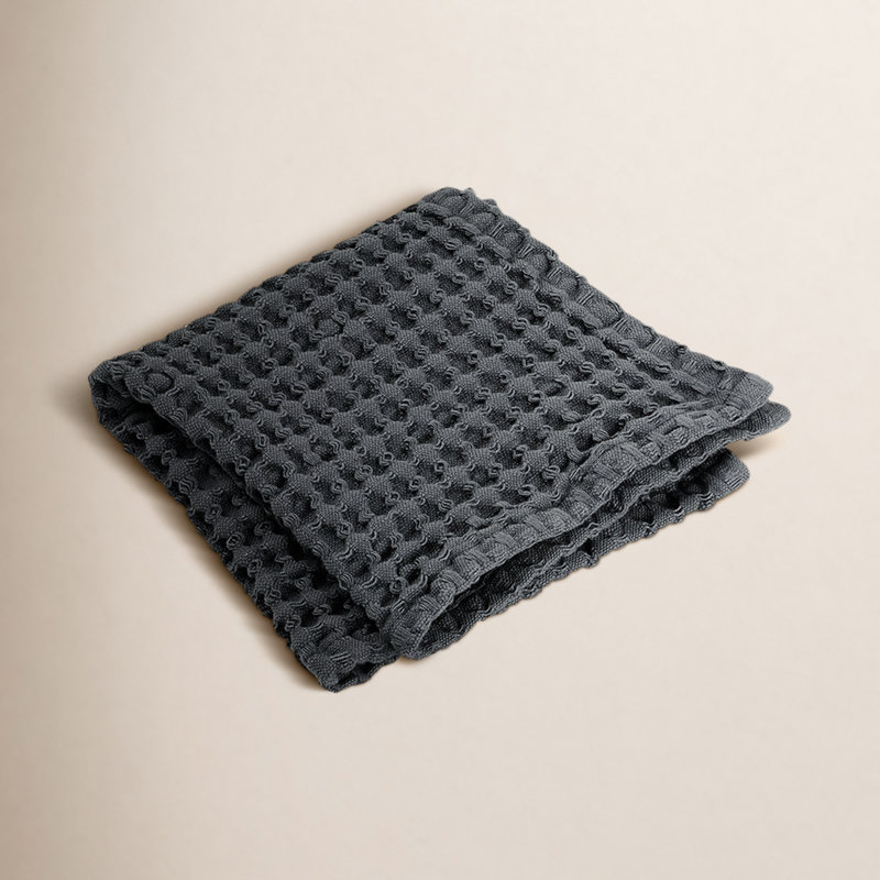 Waffle 100% Cotton Washcloth Towel Set, Magnet-Charcoal