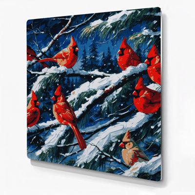 Birds Northern Cardinal Gray Metal Wall Art