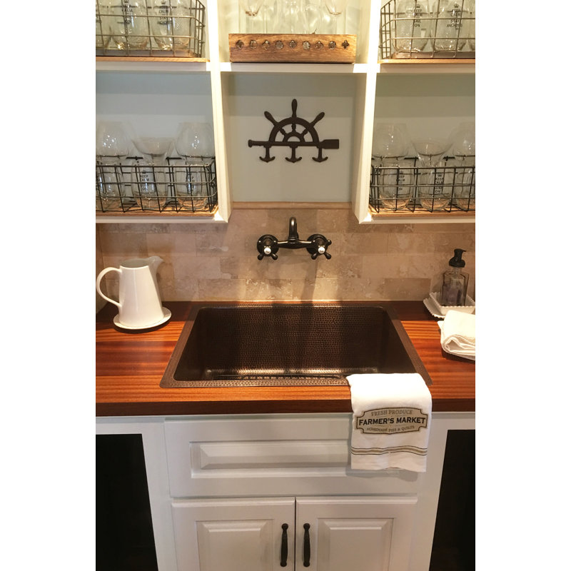 25" Hammered Copper Single Basin Kitchen Sink
