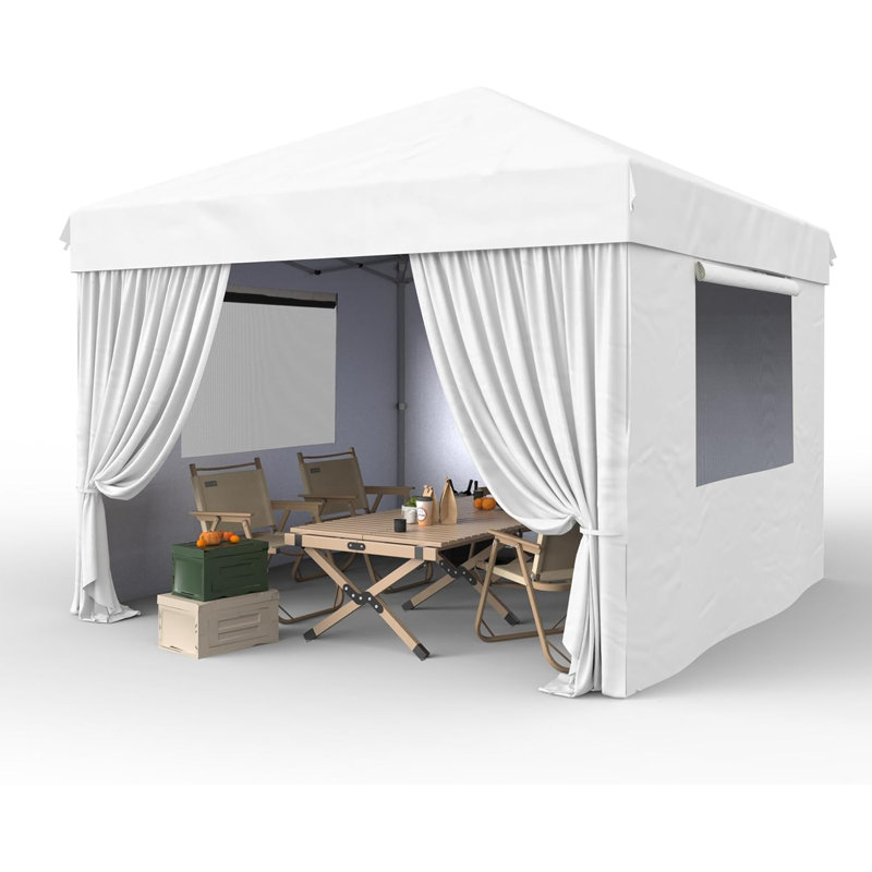 10x10 FT Commercial Pop-Up Canopy with One-Push Set-up, Waterproof UV Protection, 4 Detachable Sidewalls, Adjustable Height, Sturdy Steel Frame, Event Tent