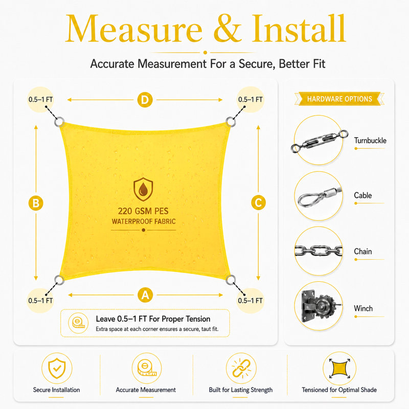 Voile d'ombrage imperméable Amgo Triangle, 16 pi x 16 pi, Jaune