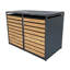 Cleobury - Remise double - Grand - Gris foncé avec portes aspect bois (68 po x 39 po x 49 po)-1454952912-1454952913
