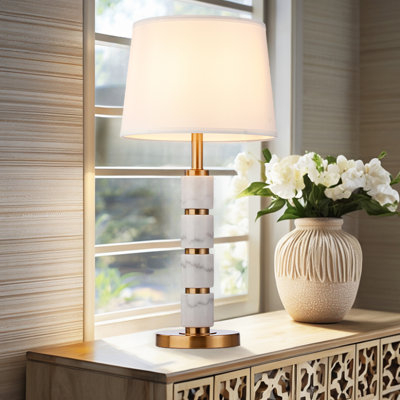 Modern Gold Metal Alabaster Stone Table Lamp