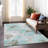 Machine Washable Indoor/Outdoor Claudian ACN1558 Teal Rug-103498450