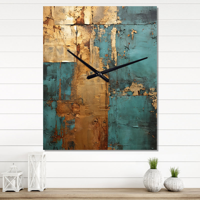 Horloge murale rétro géométrique Kintsugi, H 28 po x l 12 po x P 1 po