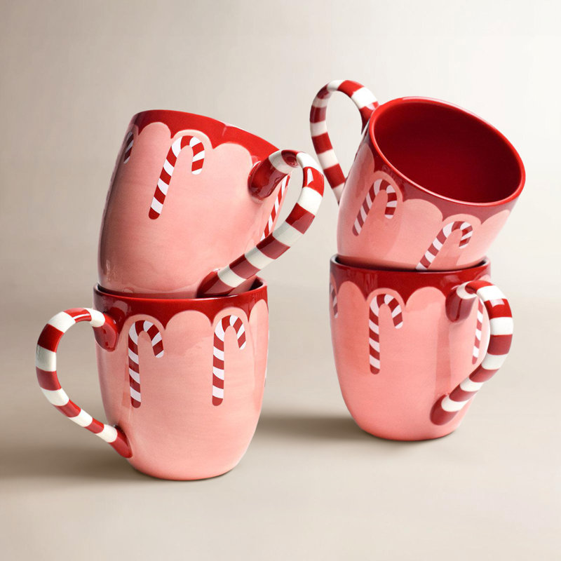 Ensemble de 4 tasses bonbon canne 4,25