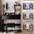 17" Round Led Mirror Dressing Table And Cushioned Seat, Touch - Operated 3 Color Lighting With Adjustable Brightness, Large Multi Layer Storage, Ideal For Small Guest Room Spaces, American Designed