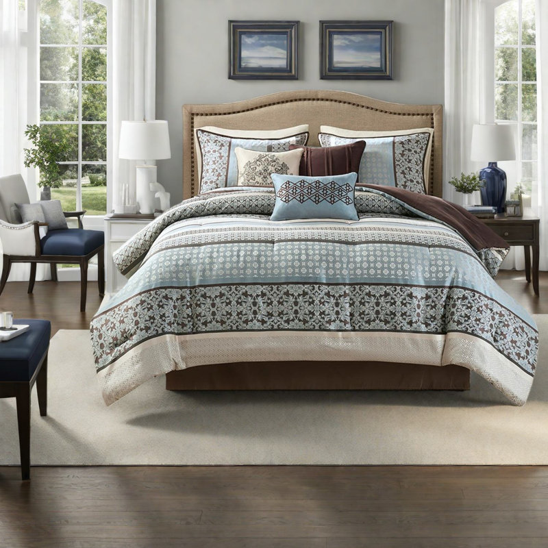 Ensembles de literie élégants, édredon en polyester, chambre à coucher en jacquard