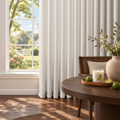 Natural Linen Pinch Pleated Curtains 90 Inches Long, Memory Trained Semi Sheer Drapes for Bedroom Nursery Kids Room, Textured Farmhouse Ivory Curtains, 2 Panels