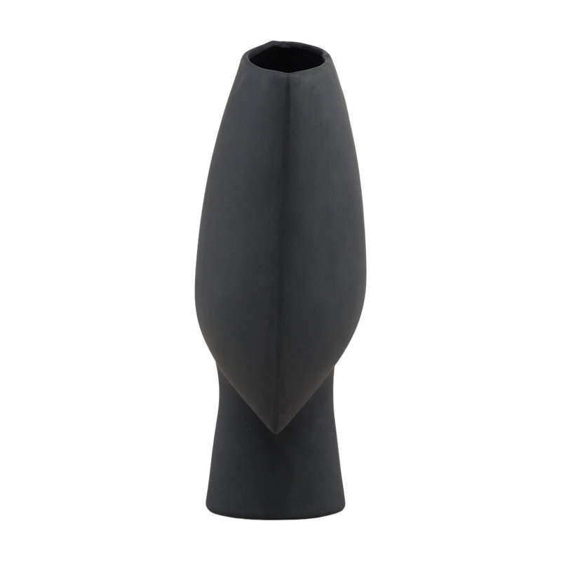 Fianna 17" Tall Terracotta Vase, Black