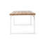 Table de salle à manger d'extérieur avec plateau en bois d'acacia à lattes et pieds en métal blanc pour terrasse ou terrasse