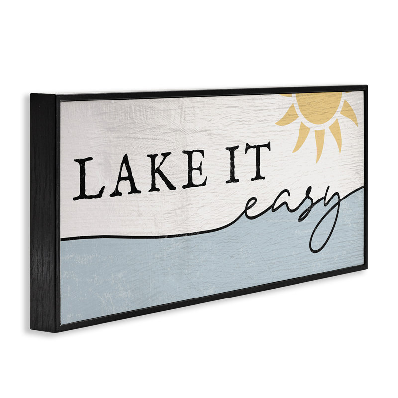 «Nautical Pun Lake It Easy», eau ensoleillée, Giclée encadrée noir minuit, H 13 po x l 30 po
