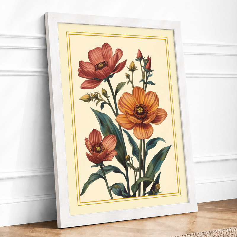 Carnation Bloom Study Botanical - Framed Print, A3 - 42.0 x 29.7 cm, White