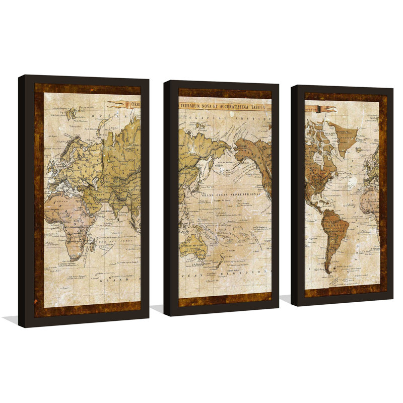 « map of world », impression à multiples images, L 40,5 po x H 25,5 po x P 1 po