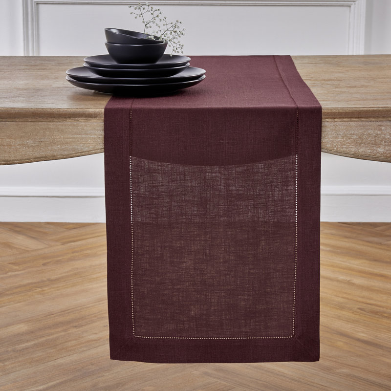 Cabana Stripe - 100% Pure Linen Table Runner, 132" x 14", Green/White