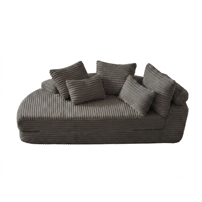 Fauteuil inclinable semi-circulaire 78,5 po 2-en-1 avec coussin de cou et coussins décoratifs, aucun assemblage requis, Black