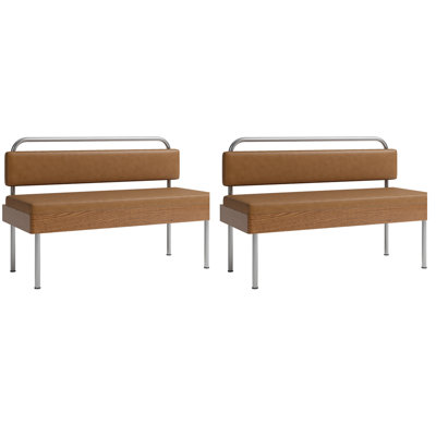 Dessert Shop Cafe Restaurant Bar Modern Bench Faux Leather Upholstered Bench