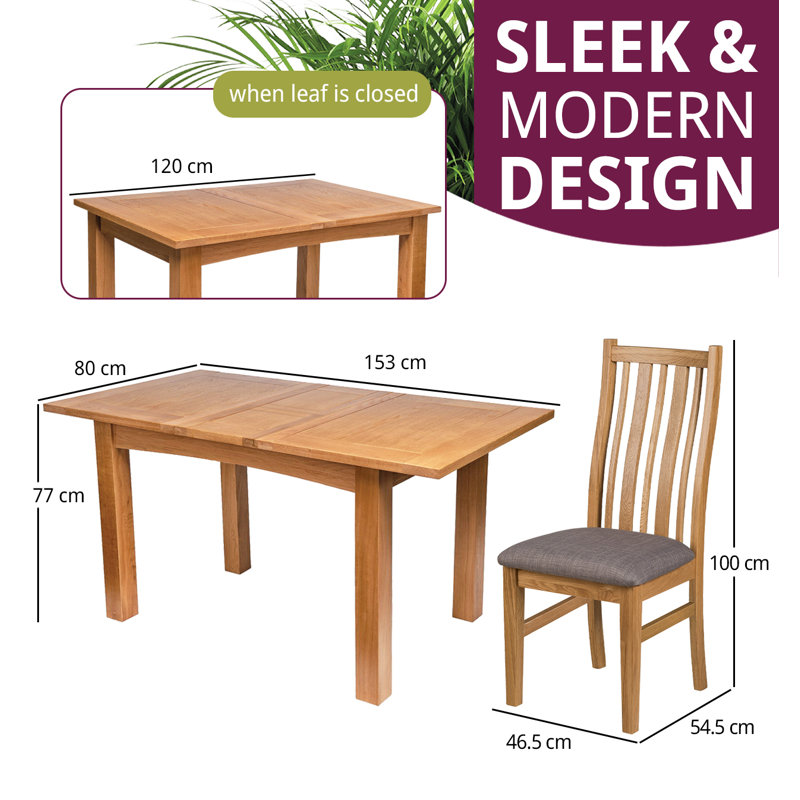 Sorrento 4 - Person Extendable Solid Oak Dining Set, Grey/Brown