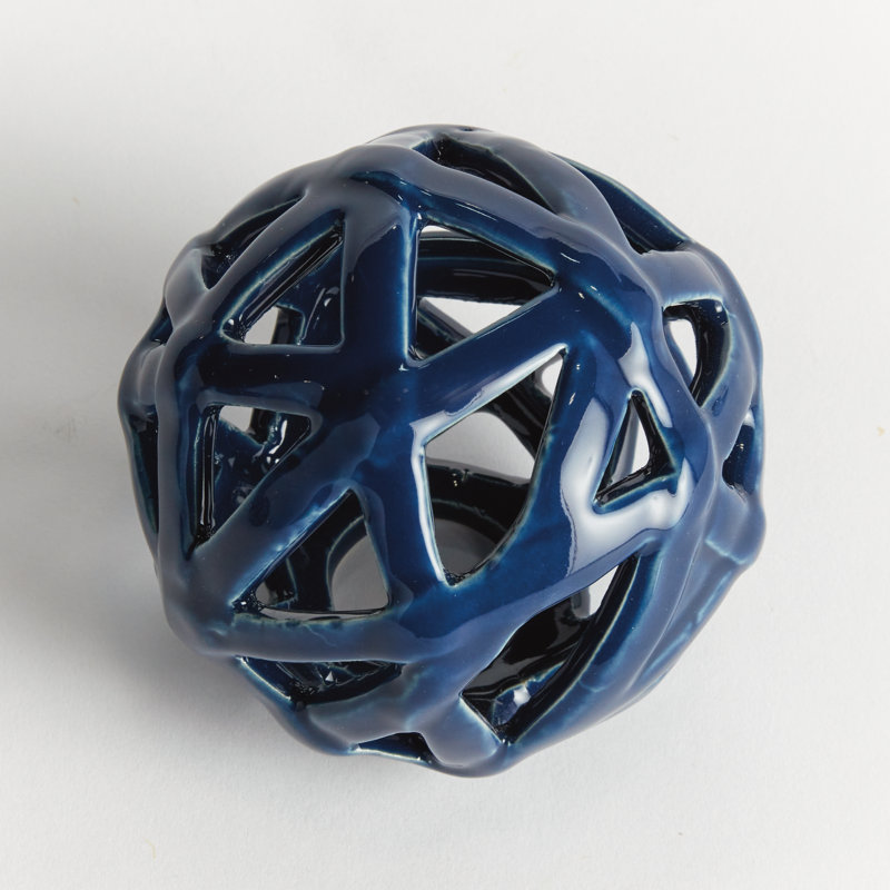 ALICIA METAL ORB, 5" H x 5" W x 5" D, Blue