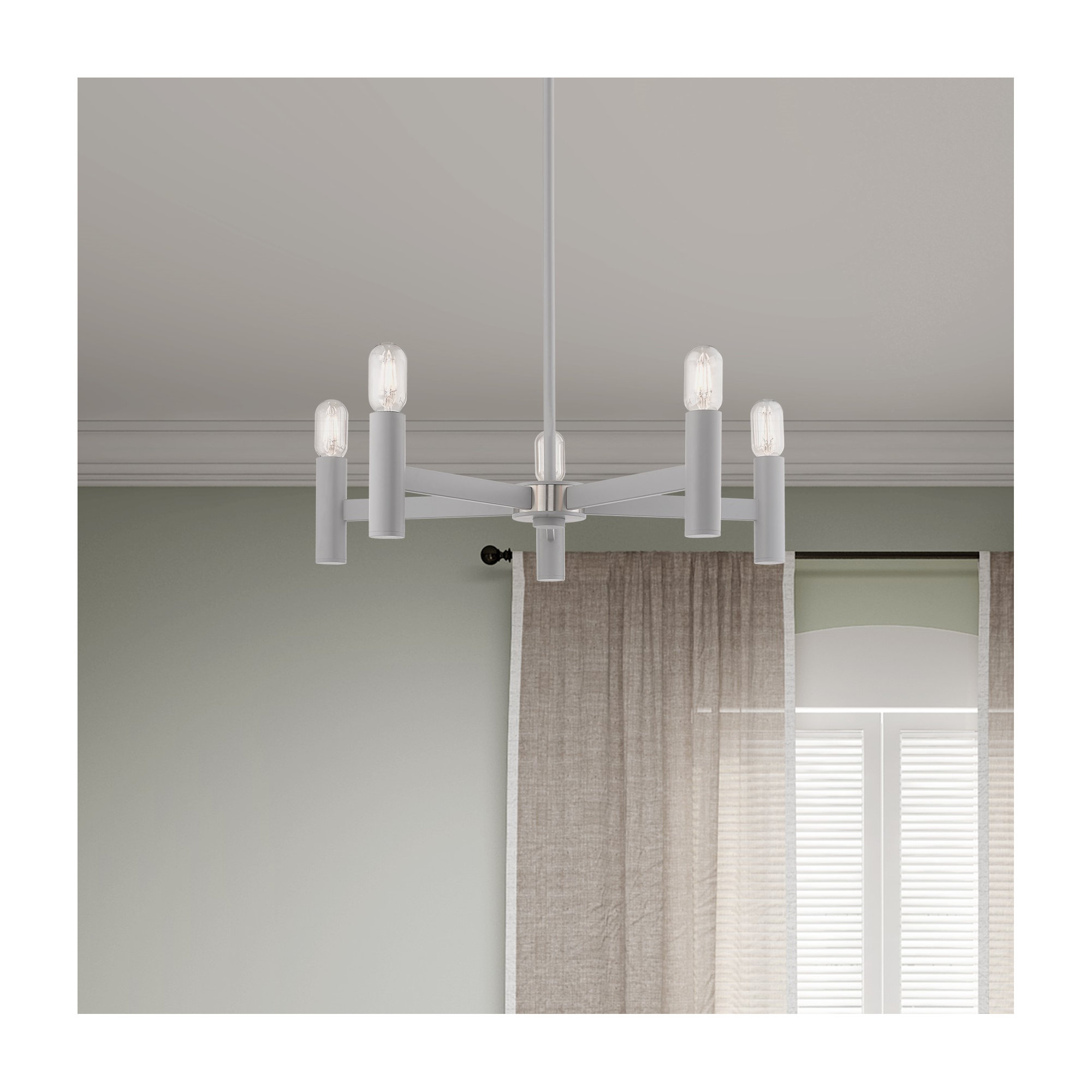 Martella 5 - Light Candle Style Classic / Traditional Chandelier, 6" H x 25" W x 25" D, Nordic Gray