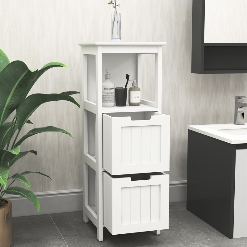 Armoire de rangement de salle de bain blanche - 2 tiroirs et 1 tablette pour une unité autoportante et des accessoires