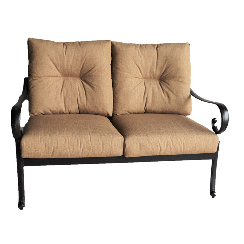 Poulin 50'' Wide Straight Metal Loveseat with Sunbrella® Cushions