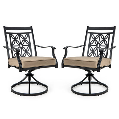 Castorina Metal Outdoor Dining Armchair with Cushion by Alcott Hill