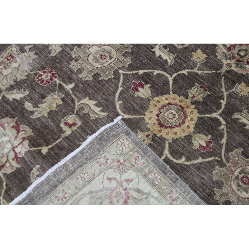 Tapis brun et beige de haute qualité noué à la main